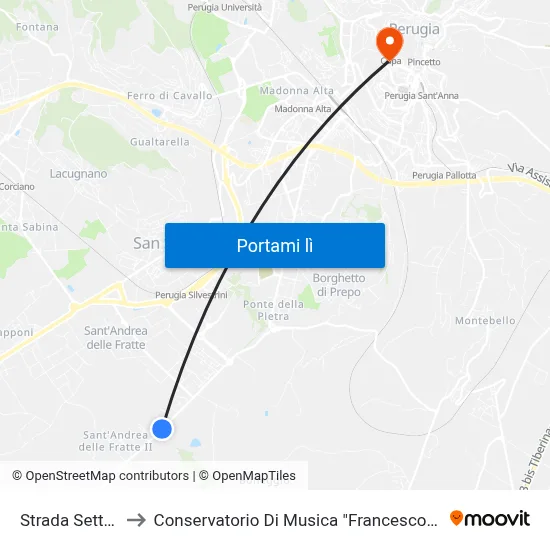 Strada Settevalli to Conservatorio Di Musica "Francesco Morlacchi" map