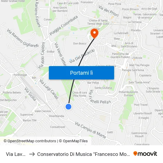Via Lavoro to Conservatorio Di Musica "Francesco Morlacchi" map