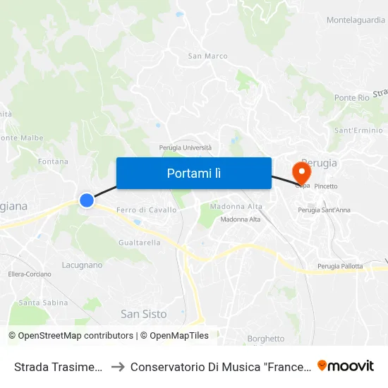 Strada Trasimeno Ovest to Conservatorio Di Musica "Francesco Morlacchi" map