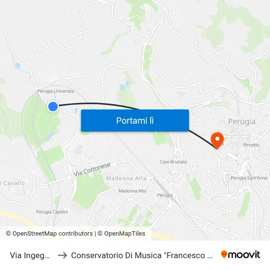 Via Ingegneria to Conservatorio Di Musica "Francesco Morlacchi" map