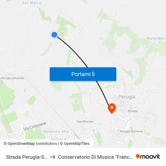 Strada Perugia-San Marco to Conservatorio Di Musica "Francesco Morlacchi" map