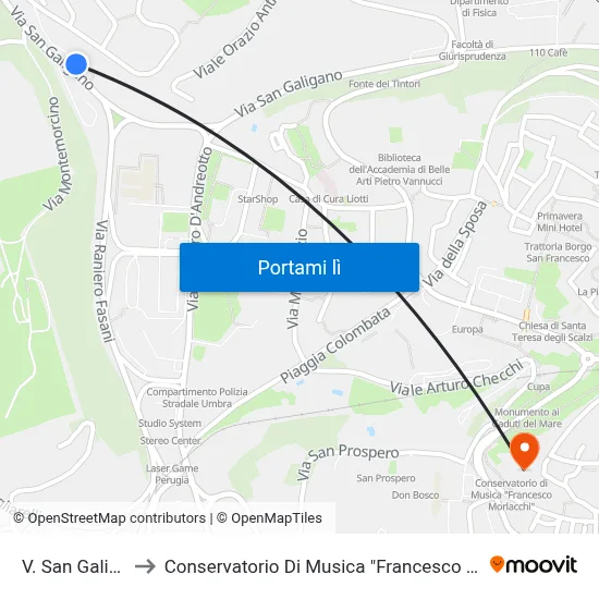 V. San Galigano to Conservatorio Di Musica "Francesco Morlacchi" map