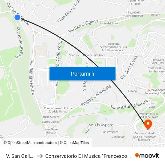 V. San Galigano to Conservatorio Di Musica "Francesco Morlacchi" map