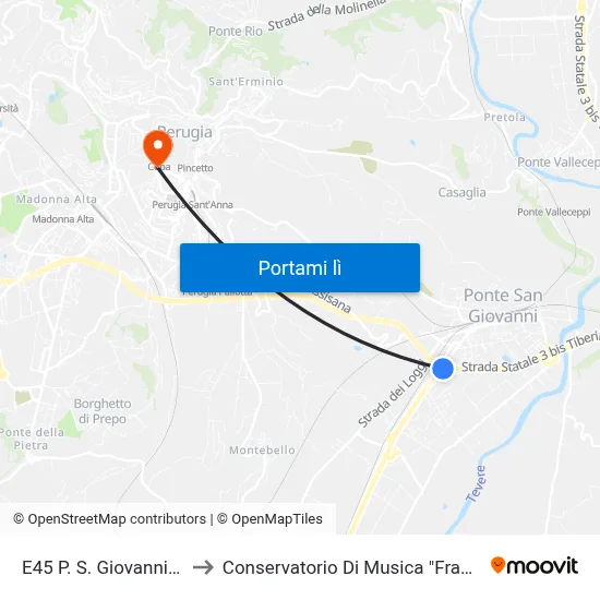 E45 P. S. Giovanni V. Adriatica to Conservatorio Di Musica "Francesco Morlacchi" map