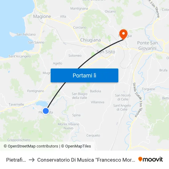 Pietrafitta to Conservatorio Di Musica "Francesco Morlacchi" map