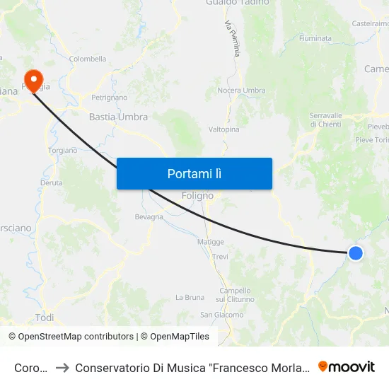 Corone to Conservatorio Di Musica "Francesco Morlacchi" map