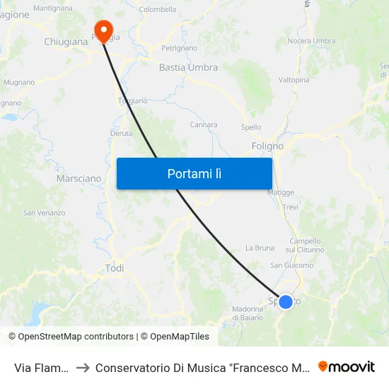 Via Flaminia to Conservatorio Di Musica "Francesco Morlacchi" map