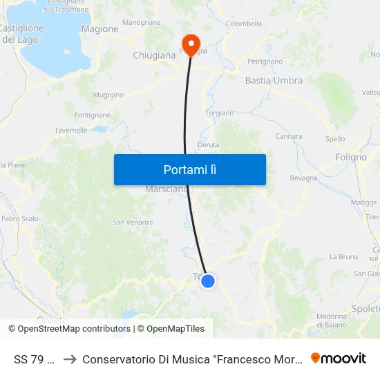 SS 79 Bis to Conservatorio Di Musica "Francesco Morlacchi" map