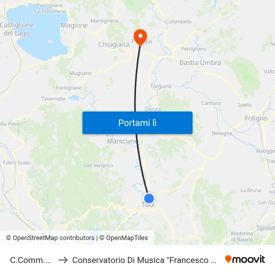 C.Comm.P.Rio to Conservatorio Di Musica "Francesco Morlacchi" map