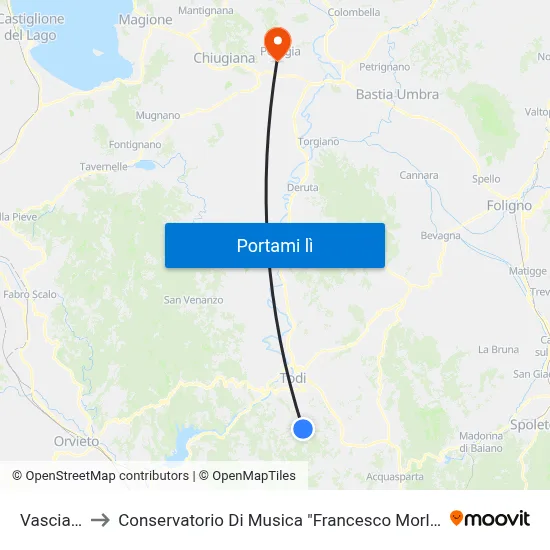 Vasciano to Conservatorio Di Musica "Francesco Morlacchi" map