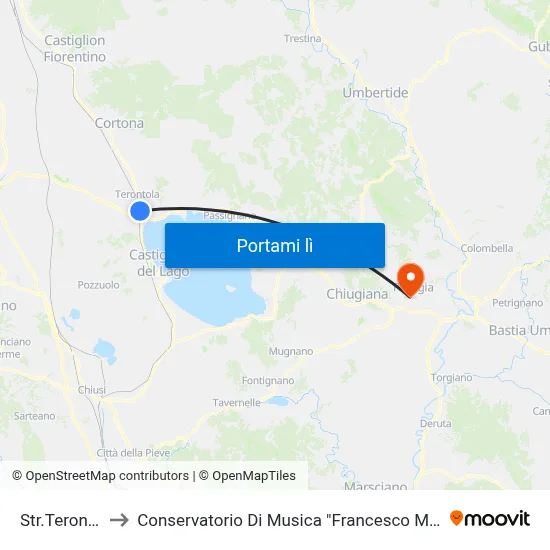 Str.Terontola to Conservatorio Di Musica "Francesco Morlacchi" map