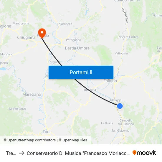 Trevi to Conservatorio Di Musica "Francesco Morlacchi" map