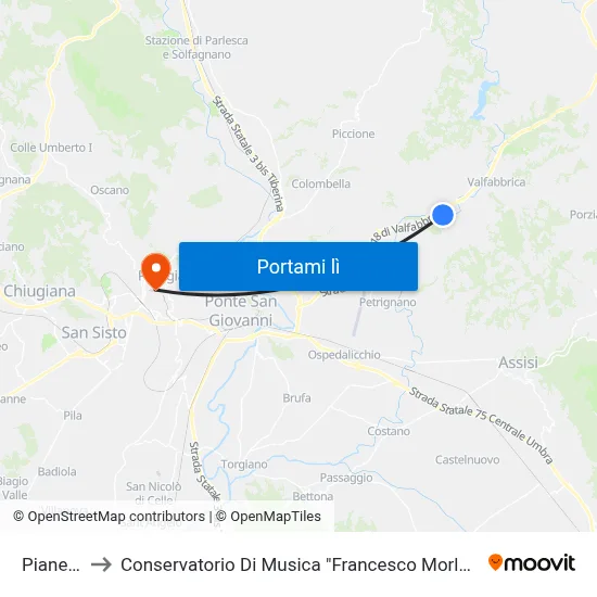 Pianello to Conservatorio Di Musica "Francesco Morlacchi" map