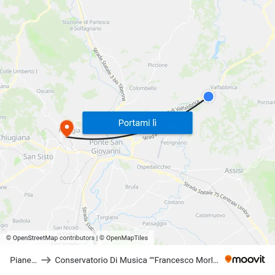 Pianello to Conservatorio Di Musica "Francesco Morlacchi" map