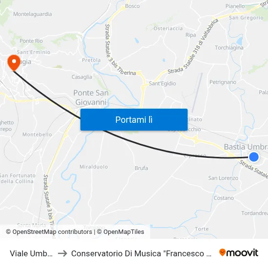 Viale Umbria 3 to Conservatorio Di Musica "Francesco Morlacchi" map