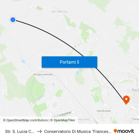Str. S. Lucia Canetola to Conservatorio Di Musica "Francesco Morlacchi" map