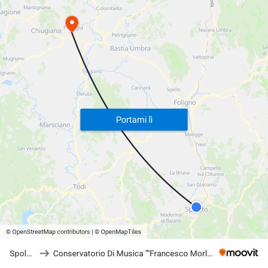 Spoleto to Conservatorio Di Musica ""Francesco Morlacchi"" map