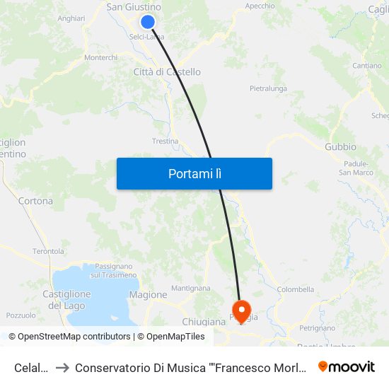 Celalba to Conservatorio Di Musica ""Francesco Morlacchi"" map