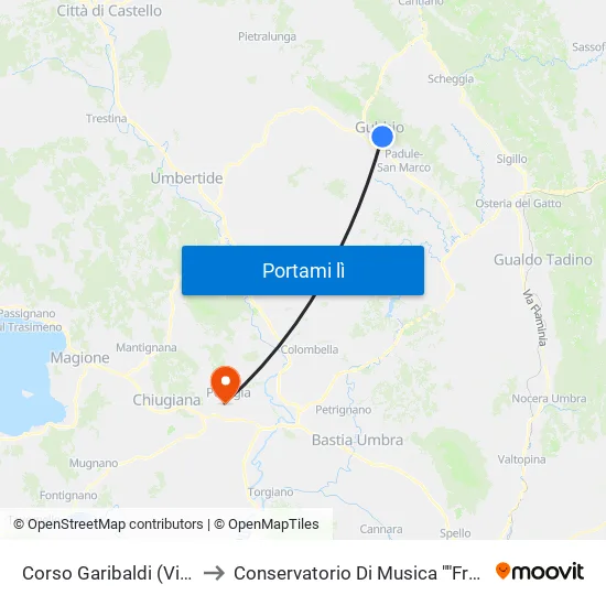 Corso Garibaldi (Via F. Cavallotti) to Conservatorio Di Musica "Francesco Morlacchi" map