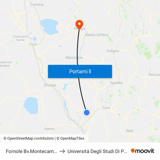 Fornole Bv.Montecampano to Università Degli Studi Di Perugia map