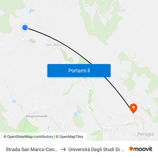 Strada San Marco-Cenerente to Università Degli Studi Di Perugia map