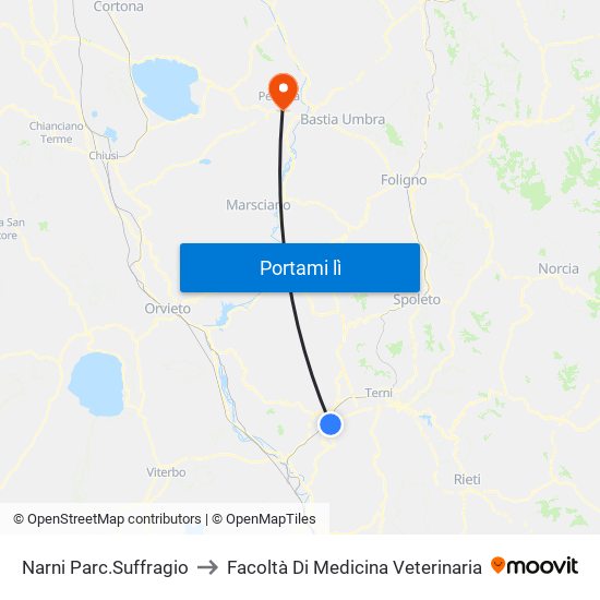 Narni Parc.Suffragio to Facoltà Di Medicina Veterinaria map