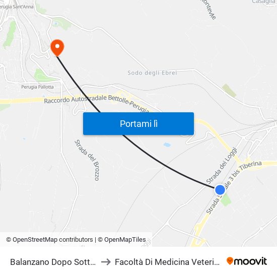 Balanzano Dopo Sottovia to Facoltà Di Medicina Veterinaria map