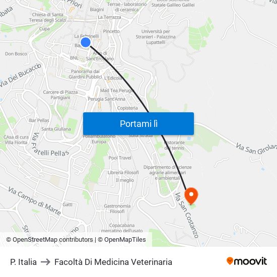 P. Italia to Facoltà Di Medicina Veterinaria map