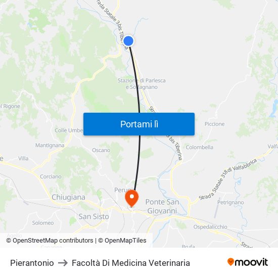 Pierantonio to Facoltà Di Medicina Veterinaria map