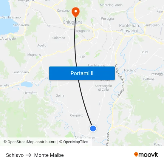 Schiavo to Monte Malbe map