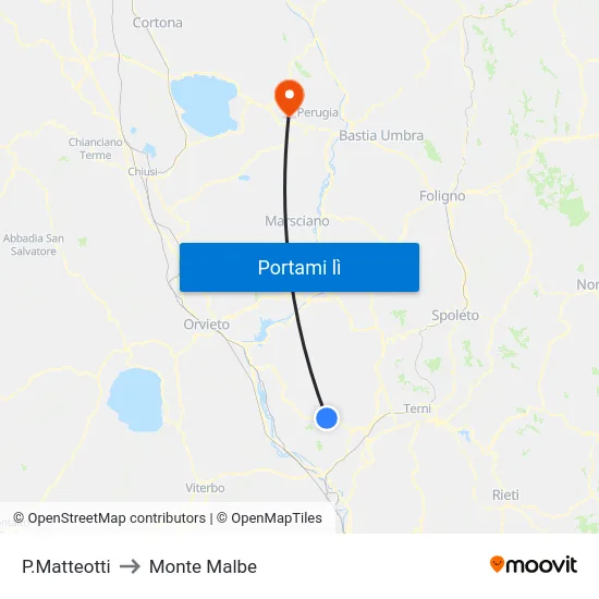 P.Matteotti to Monte Malbe map