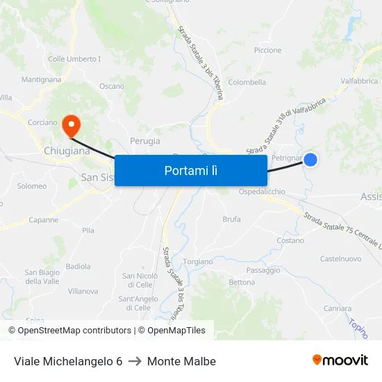 Viale Michelangelo 6 to Monte Malbe map