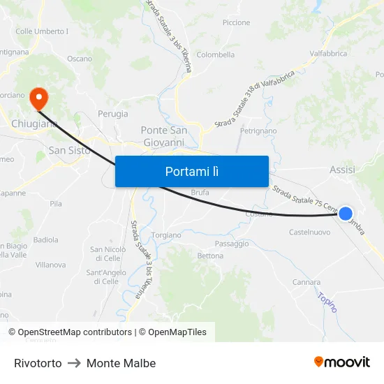 Rivotorto to Monte Malbe map