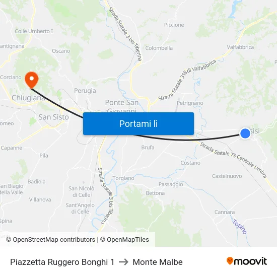 Piazzetta Ruggero Bonghi 1 to Monte Malbe map