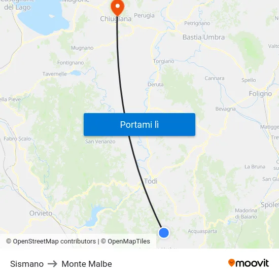 Sismano to Monte Malbe map