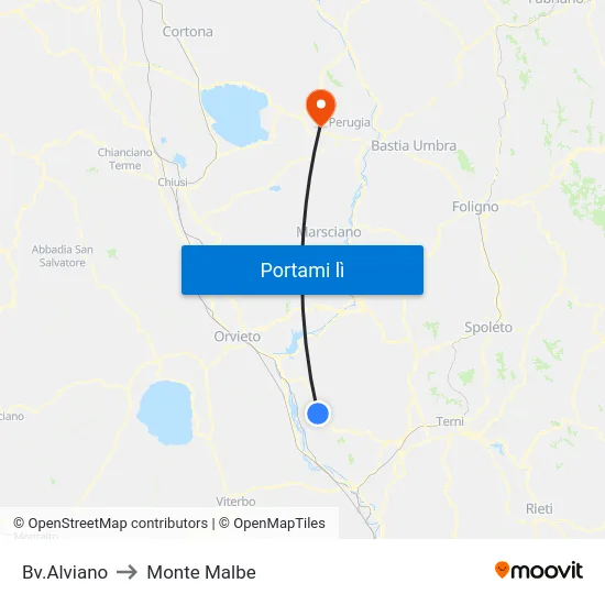 Bv.Alviano to Monte Malbe map