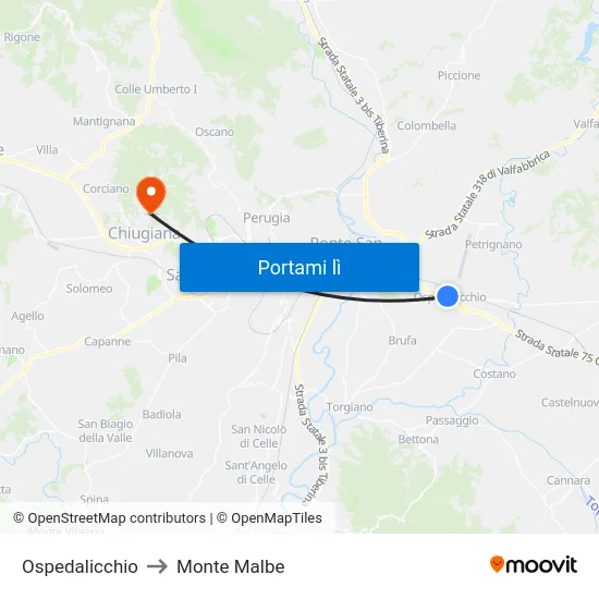 Ospedalicchio to Monte Malbe map