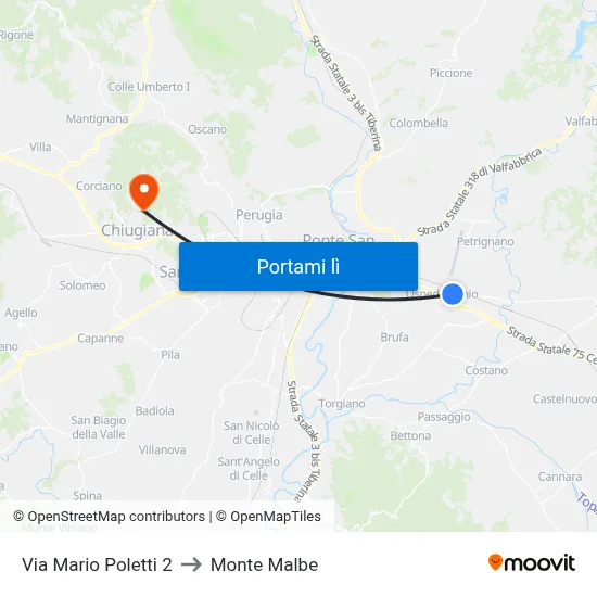 Via Mario Poletti 2 to Monte Malbe map