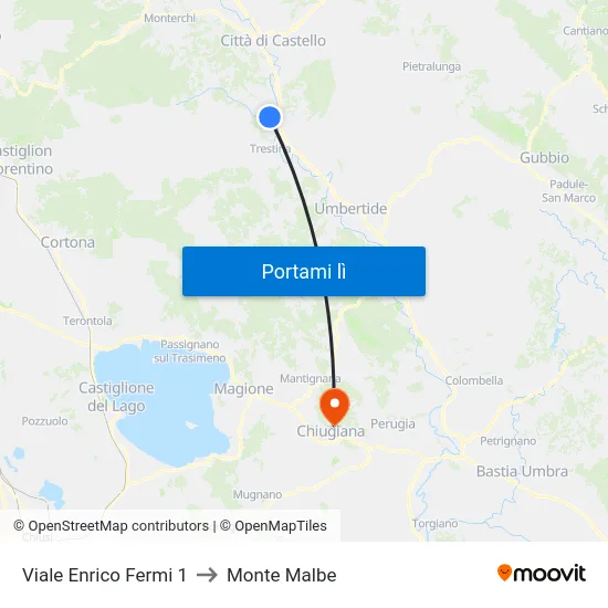 Viale Enrico Fermi 1 to Monte Malbe map