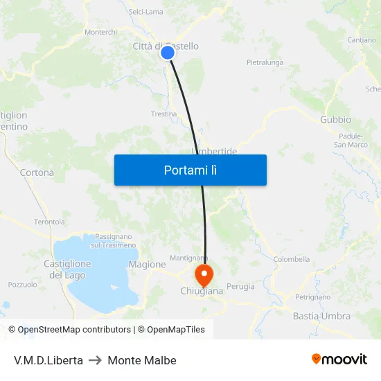 V.M.D.Liberta to Monte Malbe map