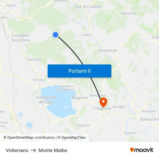 Volterrano to Monte Malbe map