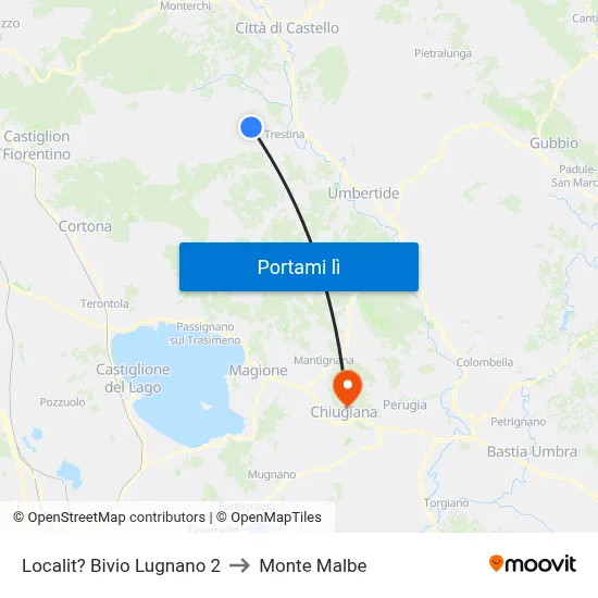 Localit? Bivio Lugnano 2 to Monte Malbe map