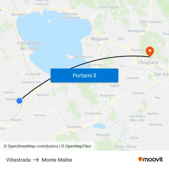 Villastrada to Monte Malbe map