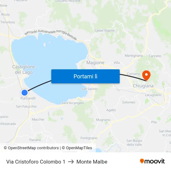 Via Cristoforo Colombo 1 to Monte Malbe map