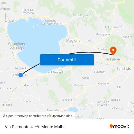 Via Piemonte 4 to Monte Malbe map