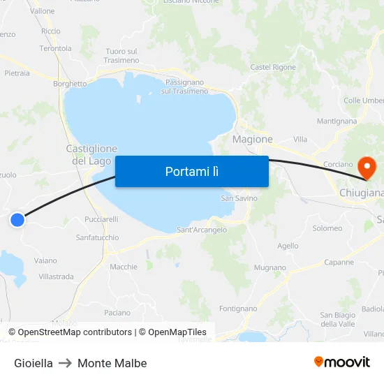 Gioiella to Monte Malbe map