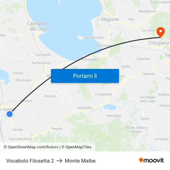 Vocabolo Filosetta 2 to Monte Malbe map