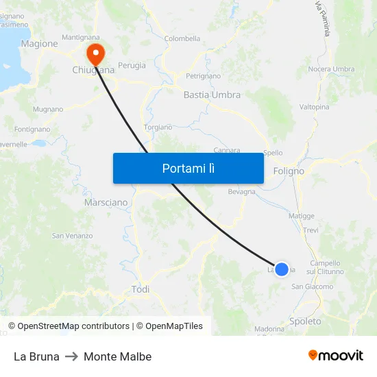 La Bruna to Monte Malbe map