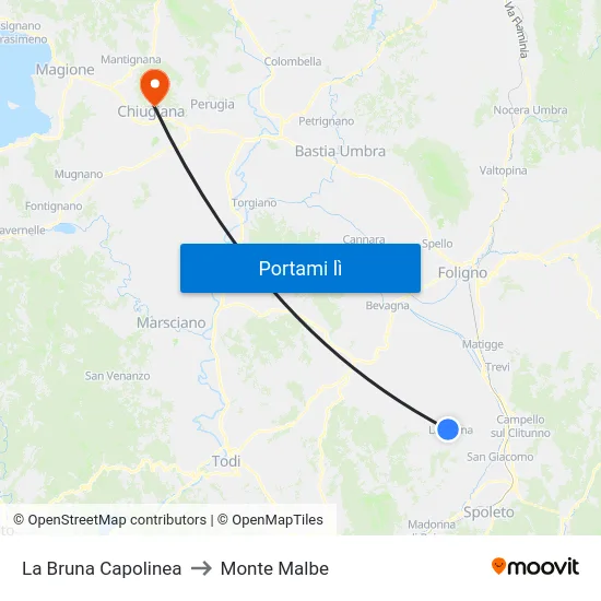 La Bruna Capolinea to Monte Malbe map