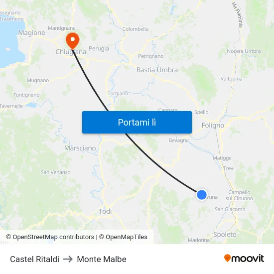 Castel Ritaldi to Monte Malbe map